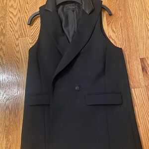 Rag & Bone Black Leather-Trimmed Vest